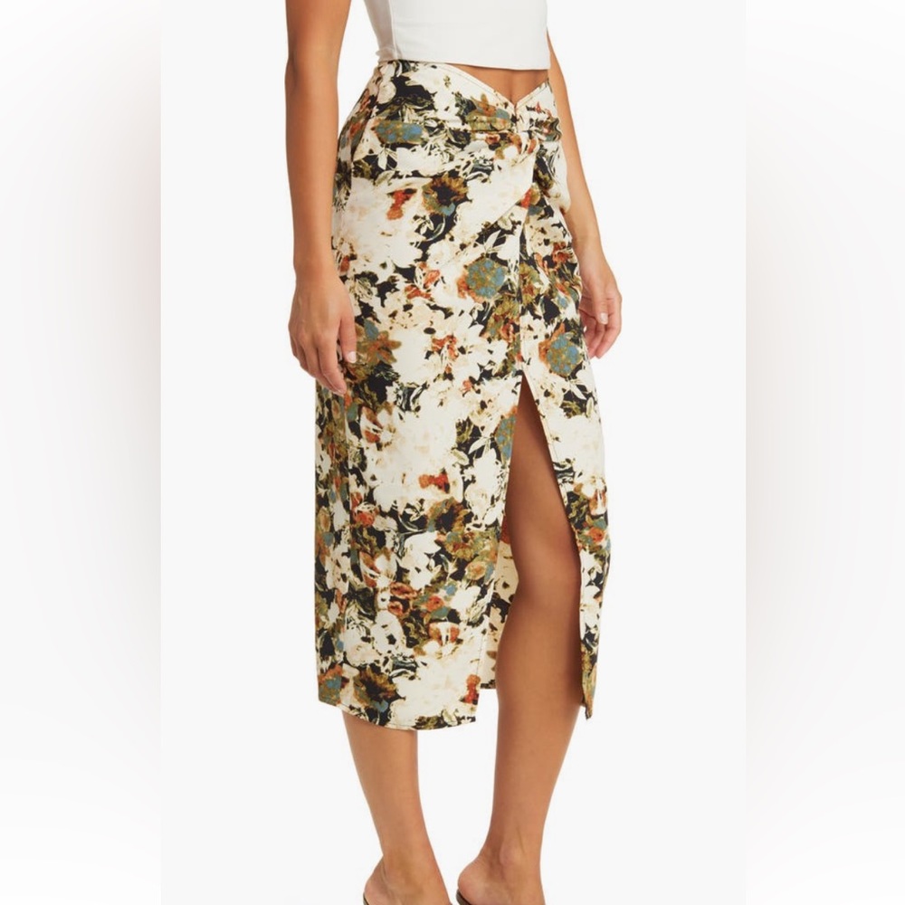 NWT Open Edit Twist Front Midi Skirt